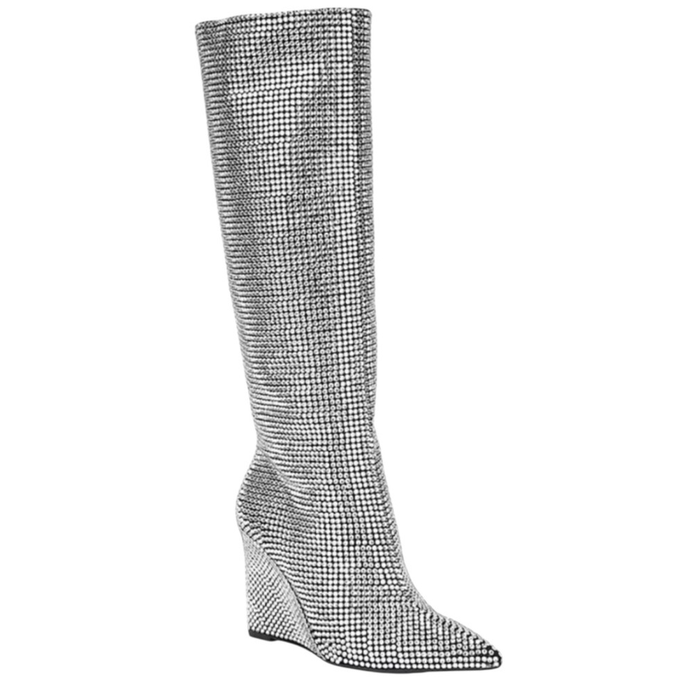 Gianni Bini GABORTWO Crystal Rhinestone Covered Pointy Toe Wedge Heel  Boots